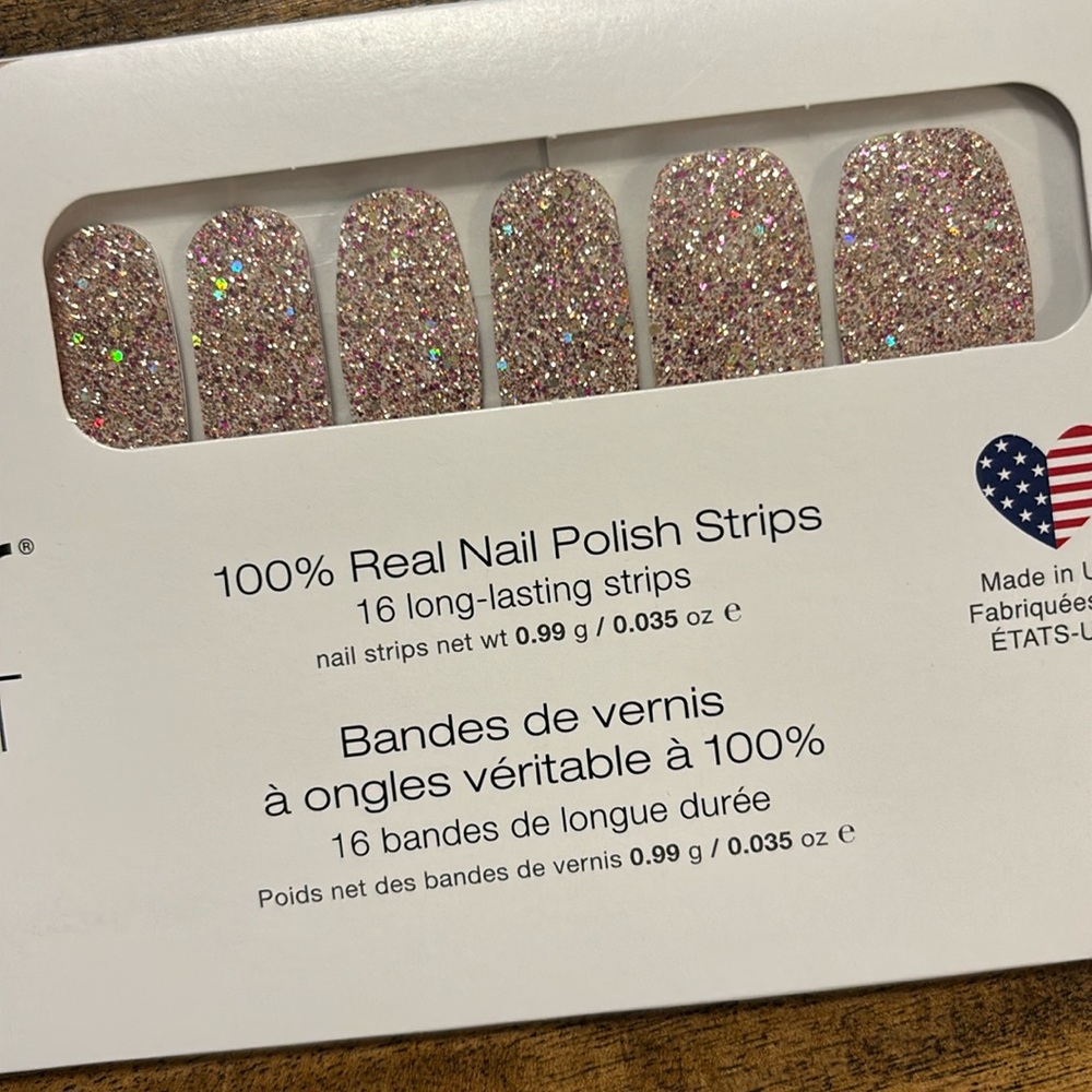 Color street nails glitter pink rose gold pearl
